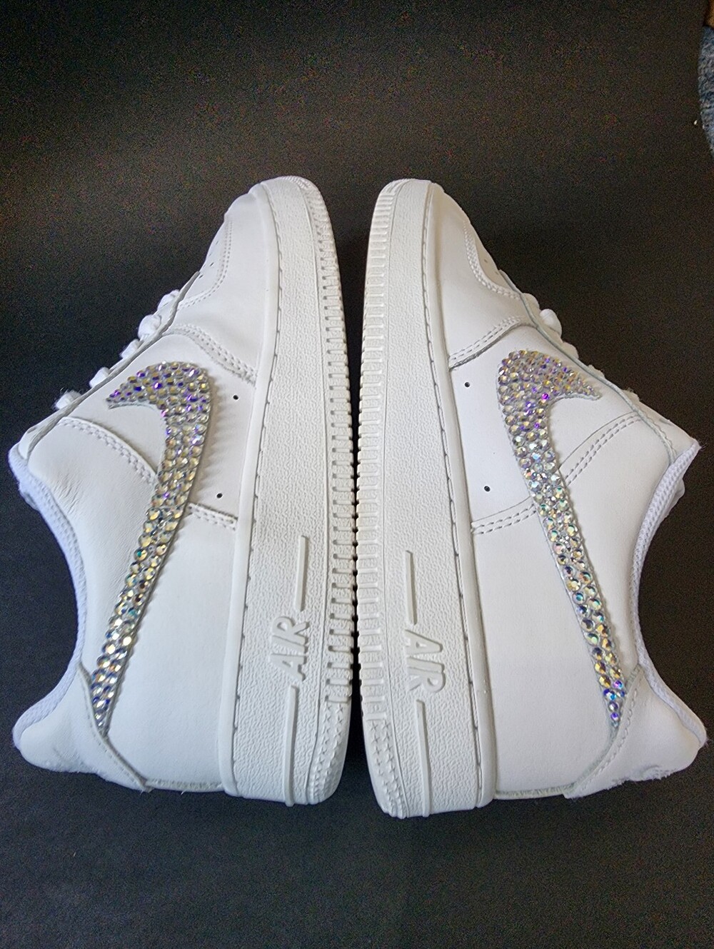 NIKE AIR FORCE 1 " SWAROVSKI CUSTOMIZED " WOMEN US SIZE 6 GREAT COND - Picture 8 of 13